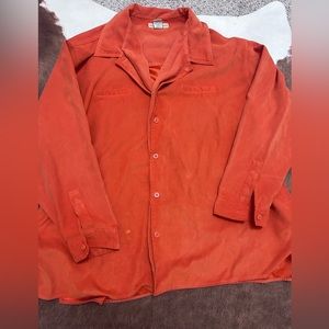 burnt orange silk lined button up